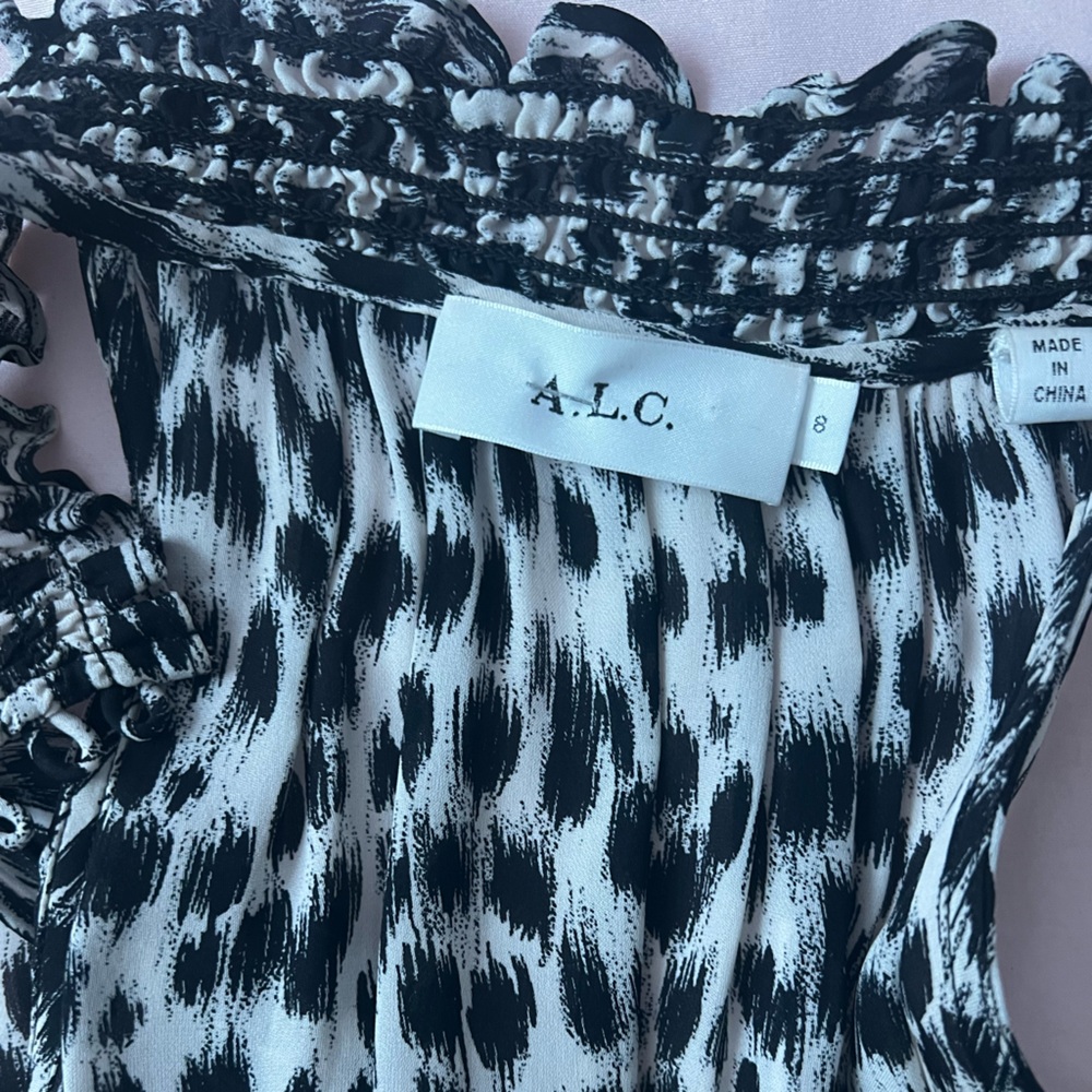 A.L.C. Black and White Patterned Blouse